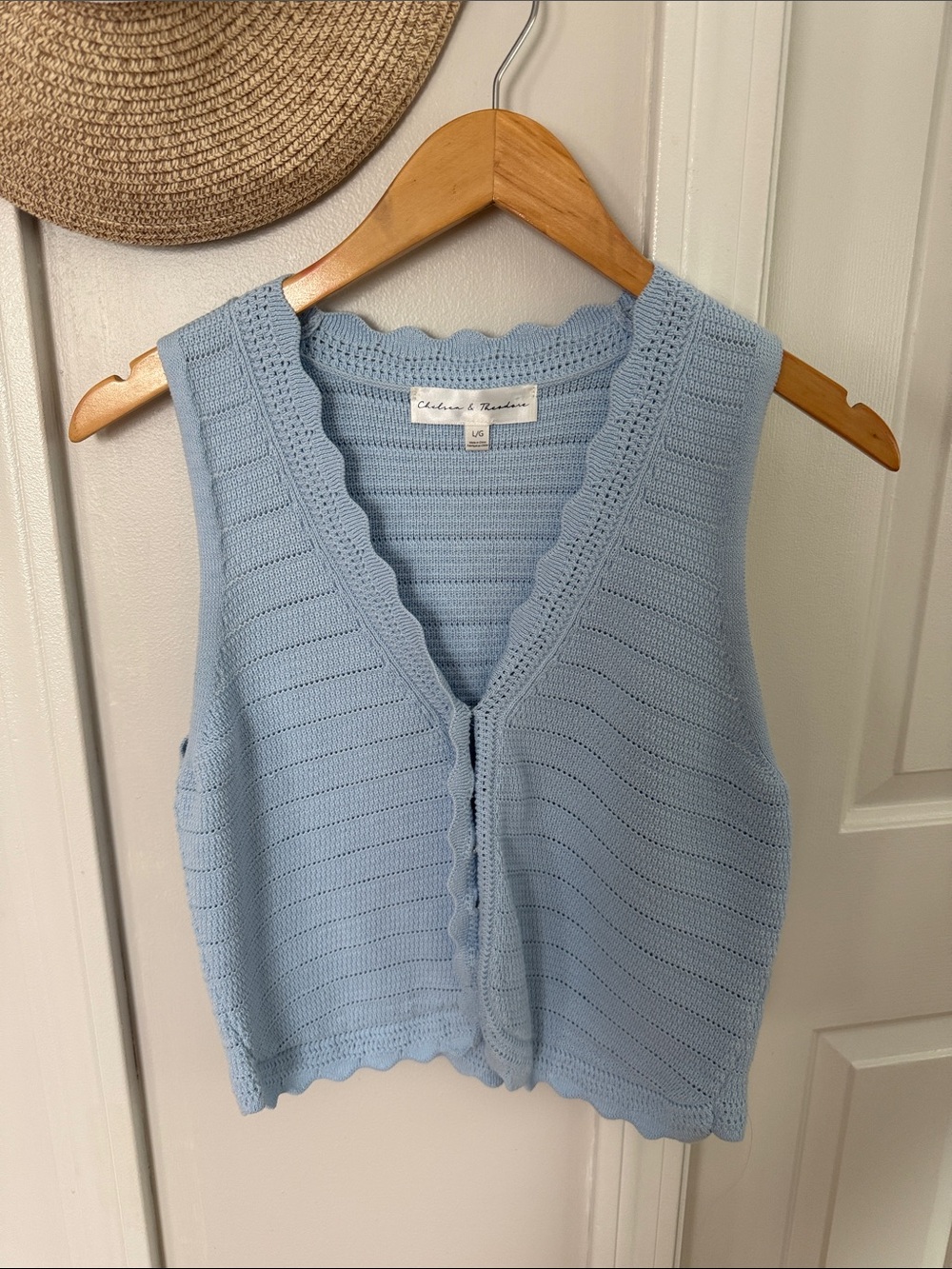 Chelsea & Theodore Light Blue Knit Tank Vest